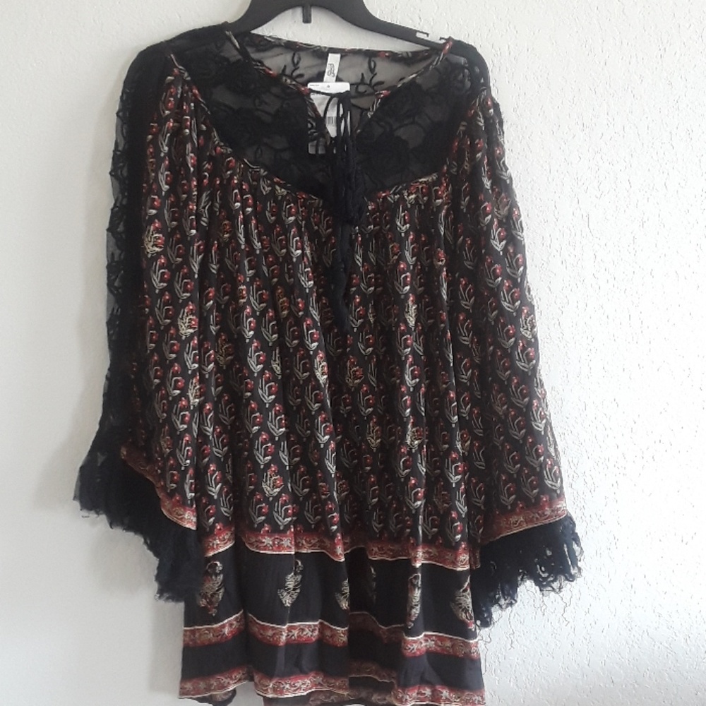 Free people nomad child dress in black combo size xs